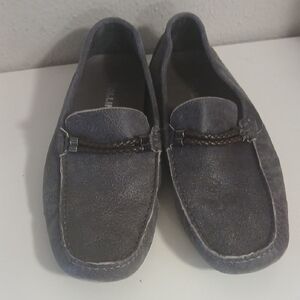 Pollini Gray Suede Loafers for Men